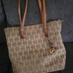 Michael Kors Tan/Brown monogrammed tote